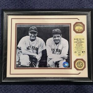 Babe Ruth and Lou Gehrig Framed Photo Yankee Stadium